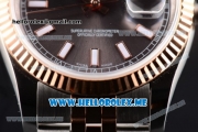 Rolex Datejust Clone Rolex 3135 Automatic Two Tone Case/Bracelet with Stick Markers and Grey Dial (BP)