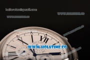 Cartier Ballon Bleu De 44MM Asia Automatic Steel Case with White Dial Black Leather Strap and Black Roman Numeral Markers