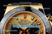 Rolex Daytona Chrono Clone Rolex 4130 Automatic Yellow Gold Case with Yellow Dial Red Second Hands Ceramic Bezel and Black Rubber Strap (EF)