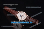 Patek Philippe Complications Miyota 9015 Automatic Rose Gold Case with White Dial Stick Markers and Brown Leather Strap