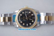 Rolex Day-Date Oyster Perpetual Automatic Rose Gold Bezel with Black Dial and Diamond Marking-Small Calendar