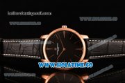 Vacheron Constantin Patrimony Miyota 9015 Automatic Rose Gold Case with Black Dial Black Leather Strap and Rose Gold Stick Markers