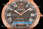 Cartier Rotonde De Miyota Quartz Rose Gold Case with Rose Gold Dial Diamonds Bezel and White Roman Numeral Markers