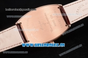 Franck Muller Casablanca Asia Automatic Rose Gold/Diamonds Case with Diamonds Dial and Diamonds Bezel Brown Leather Strap (ZF)