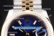 Rolex Datejust Clone Rolex 3135 Automatic Two Tone Case/Bracelet with Blue Dial and Stick Markers (BP)