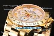 Rolex Daytona Chrono Swiss Valjoux 7750 Automatic Full Yellow Gold with Pink MOP Dial and Roman Numeral Markers