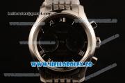 1:1 Omega De Ville Co-Axial Chrono Clone Omega 9300 Automatic Steel Case with Black Dial and Steel Bracelet - (EF)