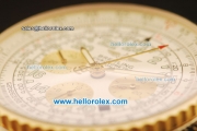 Breitling Navitimer Swiss Valjoux 7750 Automatic Steel Case with White Dial and Gold Bezel-Two Tone Strap