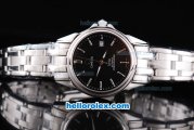 Omega Deville CO-AXIAL Swiss ETA 2671 Automatic Movement Silver Case with Black Dial and SS Strap-Lady Size