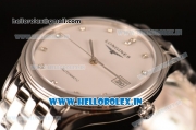 Longines Master Swiss ETA 2824 Automatic Full Steel with White Dial and Diamonds Markers