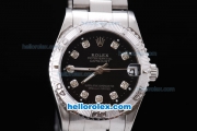 Rolex Datejust Automatic with Black Dial and Diamond Marking-Lady Dize