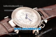 Cartier Pasha C Swiss Quartz Steel Case with White Dial and Diamonds Bezel