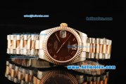 Rolex Datejust Automatic Movement Steel Case with Brown Dial and Rose Gold Bezel-Two Tone Strap