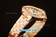 Cartier d'Art Swiss Quartz Full Rose Gold with White Dial and Diamond Bezel