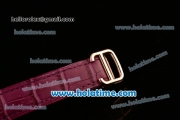 Cartier Ballon Bleu Swiss Quartz Rose Gold Case with Burgundy Leather Strap Diamond Bezel and Burgundy Dial