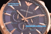 Emporio Armani Chrono Miyota OS20 Quartz Rose Gold Case with Rose Gold Strap Blue Dial