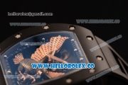 Richard Mille RM 023 Miyota 9015 Automatic PVD Case with Eagle Skeleton Dial and Black Rubber Strap