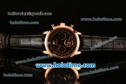 Patek Philippe Grand Complication Asia R10-Tourbillon Automatic Rose Gold Case with Black Dial Arabic Numeral Markers and Black Leather Strap