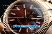 Rolex Day-Date Swiss ETA 2836 Automatic 18K Rose Gold Case with Brown Dial Stick Markers and 18K Rose Gold Bracelet (BP)