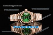 Rolex Datejust Swiss ETA 2671 Automatic Rose Gold Case with Green Dial Diamonds Markers and Rose Gold Bracelet (BP)