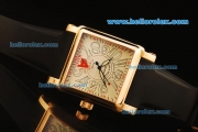 Franck Muller Conquistador King Swiss ETA 2824 Automatic Movement Rose Gold Case with White Dial and Black Rubber Strap