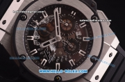 Hublot King Power F1 Swiss Valjoux 7750 Automatic Steel Case with Skeleton Dial and Black Rubber Strap