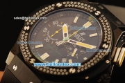 Hublot Big Bang Swiss Quartz Chronograph PVD Case With Black Dial and Black Rubber Strap