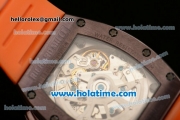 Richard Mille Limited Edition USA Chrono Swiss Valjoux 7750 Automatic Brown PVD Case with Skeleton Dial Numeral Markers and Orange Rubber Bracelet