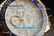 Rolex Yacht-Master II Clone Chrono Rolex 4130 Automatic Movement Yellow Gold White Dial and Dots Markers Yellow Gold Bracelet (JF)
