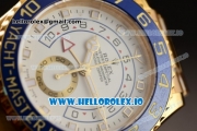 Rolex Yacht-Master II Clone Chrono Rolex 4130 Automatic Movement Yellow Gold White Dial and Dots Markers Yellow Gold Bracelet (JF)