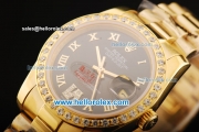 Rolex Datejust Oyster Perpetual Automatic Movement Full Gold with Black Dial and Diamond Bezel