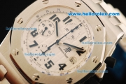 Audemars Piguet Royal Oak Offshore Chronograph Swiss Valjoux 7750 Automatic Movement Steel Case with White Dial and White Rubber Strap