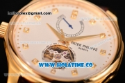 Patek Philippe Calatrava Tourbillon Swiss ETA 2824 Automatic Yellow Gold Case with Diamonds Markers and White Dial