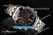 Omega Seamaster Diver 300M Chrono Miyota OS20 Quartz Steel Case/Bracelet with Black Dial and White Markers