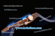 IWC Ingenieur Asia ST Automatic Rose Gold Case with Blue Rubber Bracelet Silver Dial and Blue Bezel