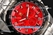 Ferrari Rattrapante Chrono Miyota OS20 Quartz Steel Case with PVD Bezel Red Dial and Stick Markers