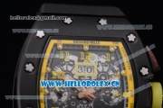 Richard Mille RM011-FM Asia ST25 Automatic PVD Case with Skeleton Dial PVD Bezel Arabic Numeral Markers and Black Rubber Strap