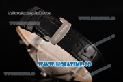 Audemars Piguet Royal Oak Lady Swiss Quartz Steel Case with Diamonds Bezel Black Leather Strap and White Dial