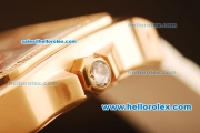 Cartier Santos 100 Swiss ETA 2671 Automatic Rose Gold Case with Diamond Bezel and White Rubber Strap - 1:1 Original