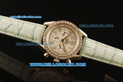 Omega Speedmaster Automatic Steel Case with Diamond Bezel and Green Leather Strap