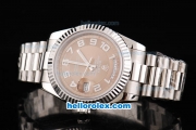 Rolex Day Date II Oyster Perpetual Automatic Movement Brown Dial with White Numeral Marker and SS Strap