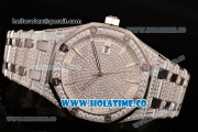 Audemars Piguet Royal Oak 41MM Asia 2813 Automatic Steel/Diamonds Case with White Inner Bezel and Diamonds Bezel (EF)