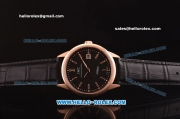 IWC Ingenieur Limited Edition Swiss ETA 2824 Automatic Rose Gold Case with Black Dial and Black Leather Strap