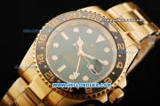 Rolex GMT Master Automatic Movement Full Gold with Green Dial and Ceramic Bezel