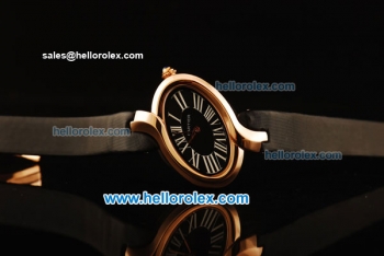 Cartier d'Art Swiss Quartz Rose Gold Case with Black Dial and Black Leather Strap