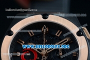 Hublot King Power Chrono Swiss Valjoux 7750 Automatic PVD Case with Black Dial Rose Gold Bezel and Black Rubber Strap