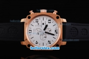 U-Boat Thousands of Feet Chronograph Automatic Rose Gold Bezel with White Dial-Black Marking