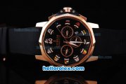 Corum admiral's cup Rose Gold Case and Bezel with Black Dial and Rubber Strap