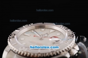 Rolex Yacht-Master Automatic SS Case with Beige Dial-White Markers and Red Second Hand-Visible Back