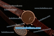 Patek Philippe Calatrava Miyota OS2035 Quartz Rose Gold Case with Brown Dial and Stick Markers